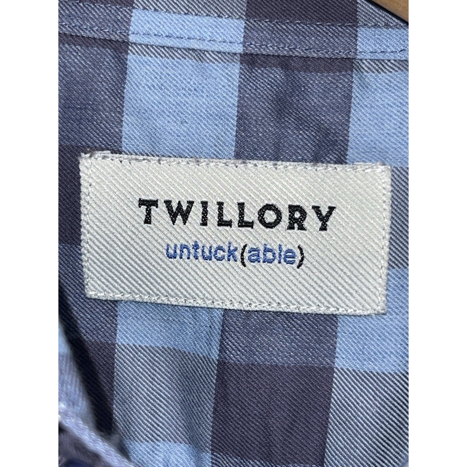 Twillory Shirt Mens Medium Blue Plaid Tailored Fit Button Down Untuckable